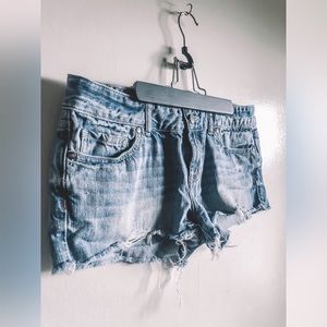Pink Destroyed Denim Shorts
